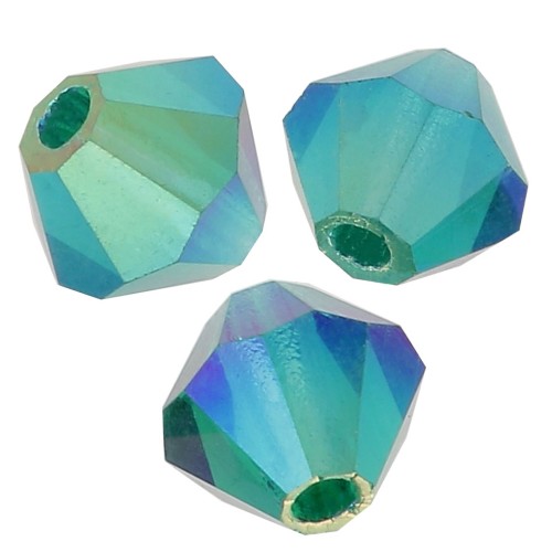 4mm Preciosa Crystal Bicones - MC Bead Rondell - Emerald AB 2x x30