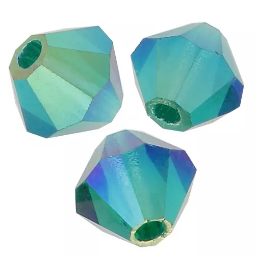 4mm Preciosa Crystal Bicones - MC Bead Rondell - Emerald AB 2x x30