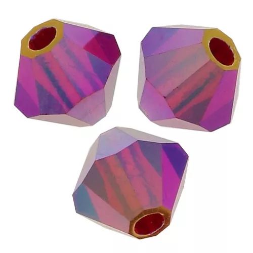 4mm Preciosa Crystal Bicones - MC Bead Rondell - Light Siam AB 2x x30