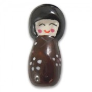 Ceramic Beads Kokeshi 30 mm Brown x1