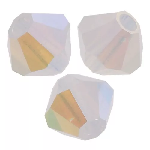 4mm Preciosa Crystal Bicones - MC Bead Rondell - White Opal AB 2x x30