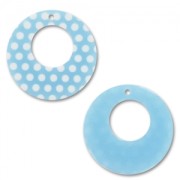 Pendant 34mmLight Blue  Polka dot White x1