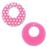 Pendant 34mm Rose Polka dot White x1