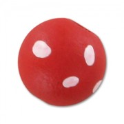 Wooden round bead 16mm Red Polka dot x1|raw }}