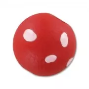 Wooden round bead 16mm Red Polka dot x1
