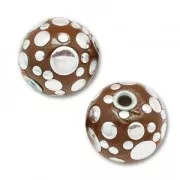 Round bead 16mm bubbles Maroon/Silver x1