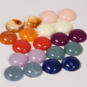 14 mm round cabochon in transparent resin - Transparent marbled brown x1