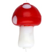 Glass mushroom bead 15x11 mm - polka dot pattern - Red - White x1|raw }}