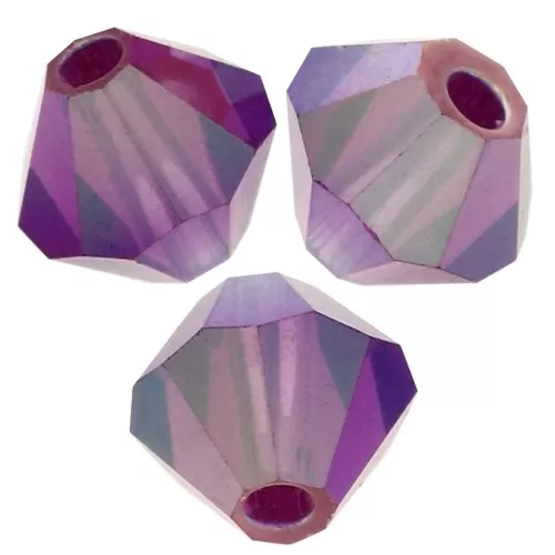 4mm Preciosa Crystal Bicones - MC Bead Rondell - Fuchsia AB 2x x30