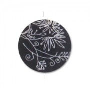 MOP printed Puck-shaped bead 20mm Foliage x1