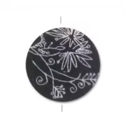 MOP printed Puck-shaped bead 20mm Foliage x1