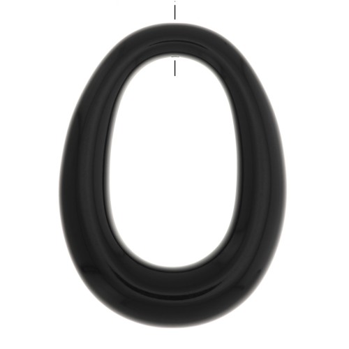 44x33mm Opaque resin oval pendant - Black x1