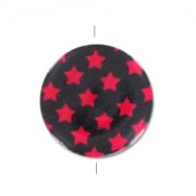 MOP printed Puck-shaped bead 20mm Star red x1|raw }}