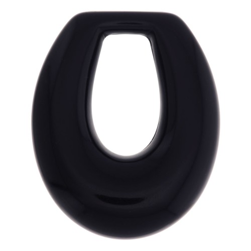 33x27mm Hollow drop resin pendant - Black x1