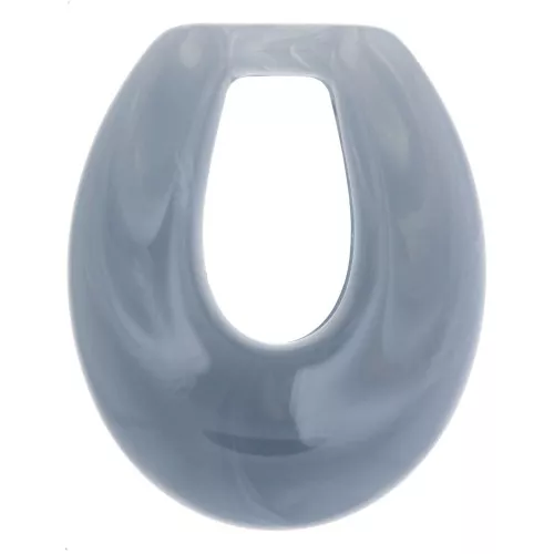 33x27mm Hollow drop resin pendant - Blue grey marbled x1