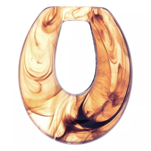 33x27mm Hollow drop resin pendant - Transparent brown marbled x1