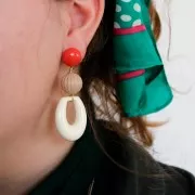 33x27mm Hollow drop resin pendant - Transparent brown marbled x1