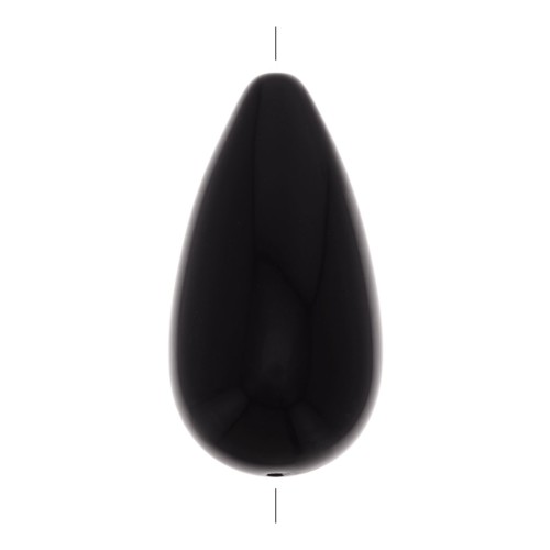 26x14mm Opaque resin pear-shaped bead - Black x1