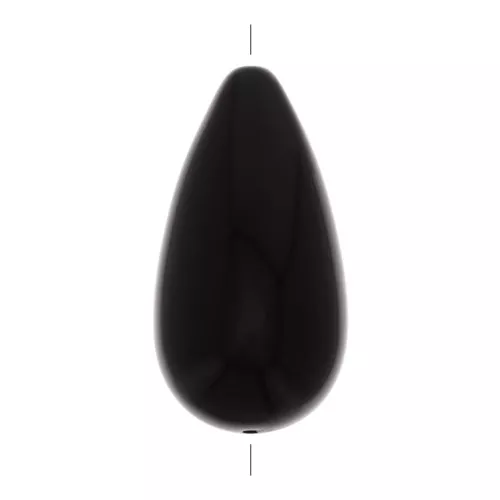 26x14mm Opaque resin pear-shaped bead - Black x1