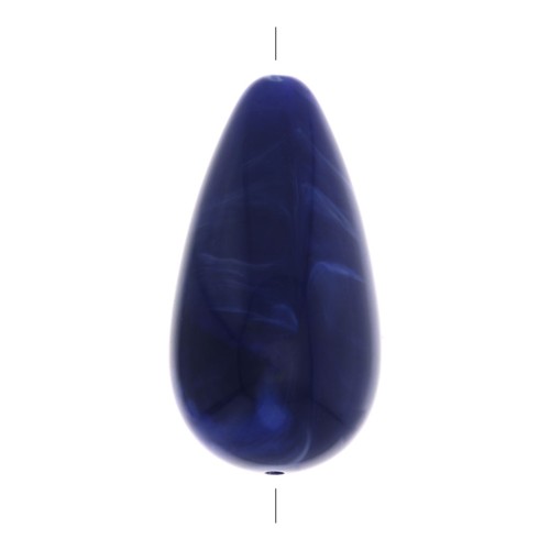 26x14mm Opaque resin pear-shaped bead - Marbled navy blue x1
