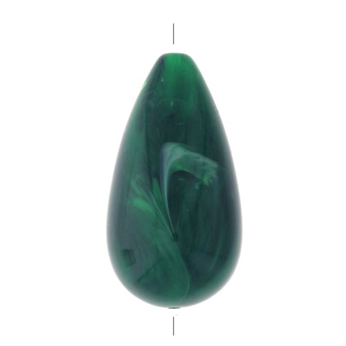 26x14mm Opaque resin pear-shaped bead - Marbled Dark green x1