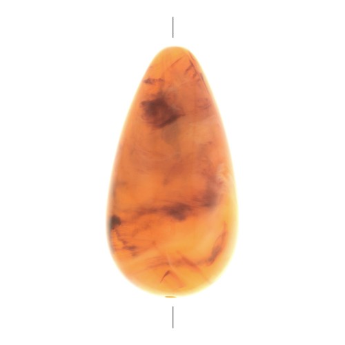 Pear bead in translucent resin 26x14 mm - Apricot marbled x1