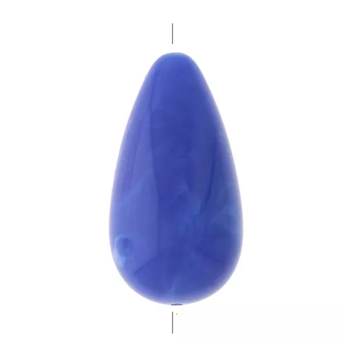 26x14mm Opaque resin pear-shaped bead - Marbled Royal Blue x1