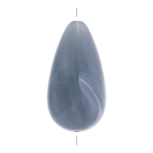 26x14mm Opaque resin pear-shaped bead - marbled Blue grey x1
