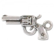 Gun charm 23mm Old silver tone x1|raw }}