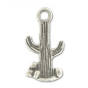 Cactus charm 18mm Old silver tone x1|raw }}