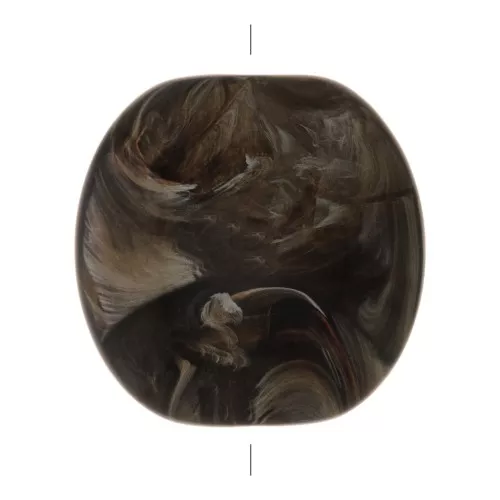 25mm Rounded square puck in opaque resin - Marbled Dark Brown x1