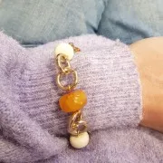 14x8mm Round opaque resin bead - Unbleached x1