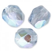 Fire Polished faceted round beads 4mm Light Sapphire AB x50|raw }}