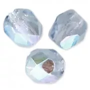 Fire Polished faceted round beads 4mm Light Sapphire AB x50