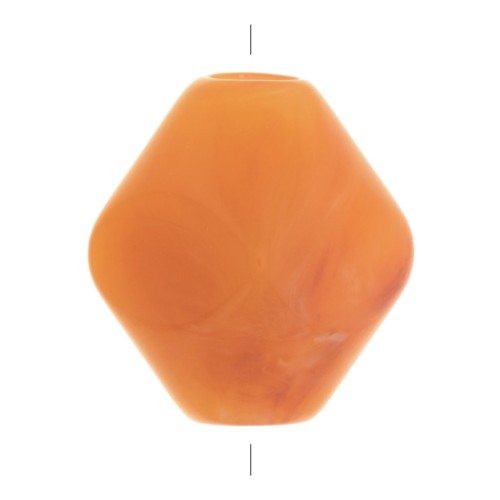 Faceted diamond-shaped bead in translucent resin 16x14 mm - Apricot marble x1