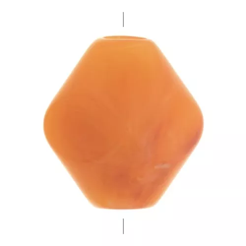 Faceted diamond-shaped bead in translucent resin 16x14 mm - Apricot marble x1
