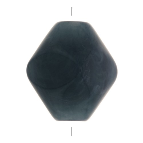 16x14mm Rhombus shaped opaque resin bead - Marbled Oil Blue x1