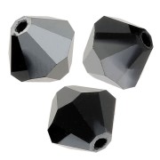 4mm Preciosa Crystal Bicones - MC Bead Rondell - Jet Hematite Half x30|raw }}