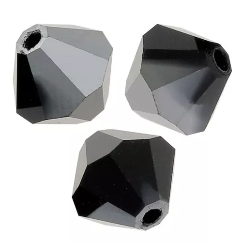 4mm Preciosa Crystal Bicones - MC Bead Rondell - Jet Hematite Half x30