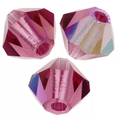 4mm Preciosa Crystal Bicones - MC Bead Rondell - Indian Pink AB X30