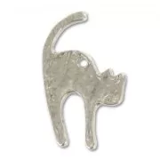 Cat charm 26mm Old Silver tone x1