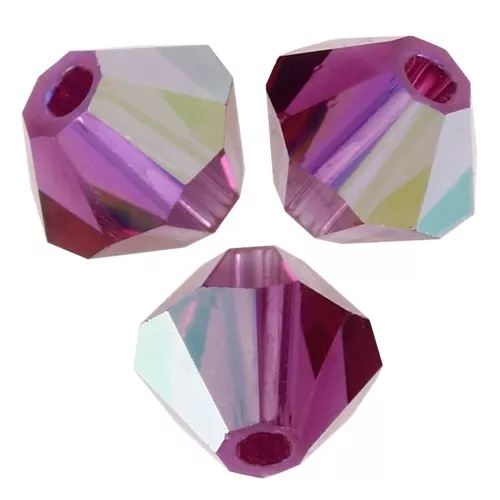 4mm Preciosa Crystal Bicones - MC Bead Rondell - Fuchsia AB X30