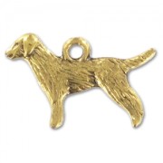 Dog charm 15mm Old gold tone x1