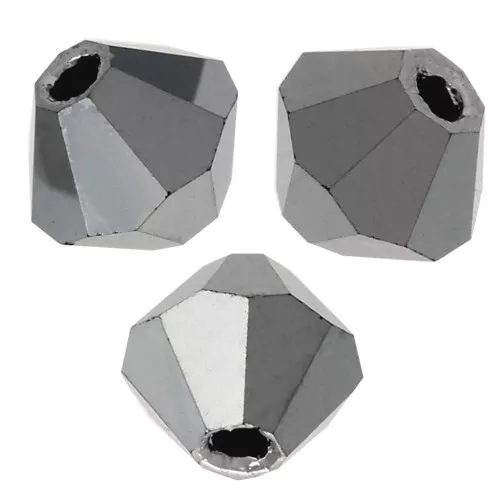 4mm Preciosa Crystal Bicones - MC Bead Rondell - Jet Light Hematite Full X30