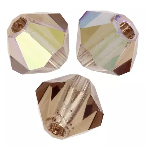 4mm Preciosa Crystal Bicones - MC Bead Rondell - Light Colorado Topaz AB X30