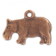 Hippo charm 15mm Old Copper tone x1