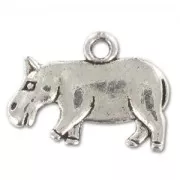Hippo charm 15mm Old Silver tone x1