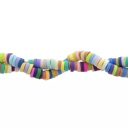 Heishi polymer clay rondelle beads 3x1 mm - Pastel multicolor x39cm