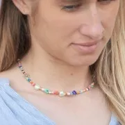 Heishi polymer clay rondelle beads 3x1 mm - Pastel multicolor x39cm