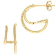 15mm Double fine wire hoop earrings - 3 microns Gold plated x2